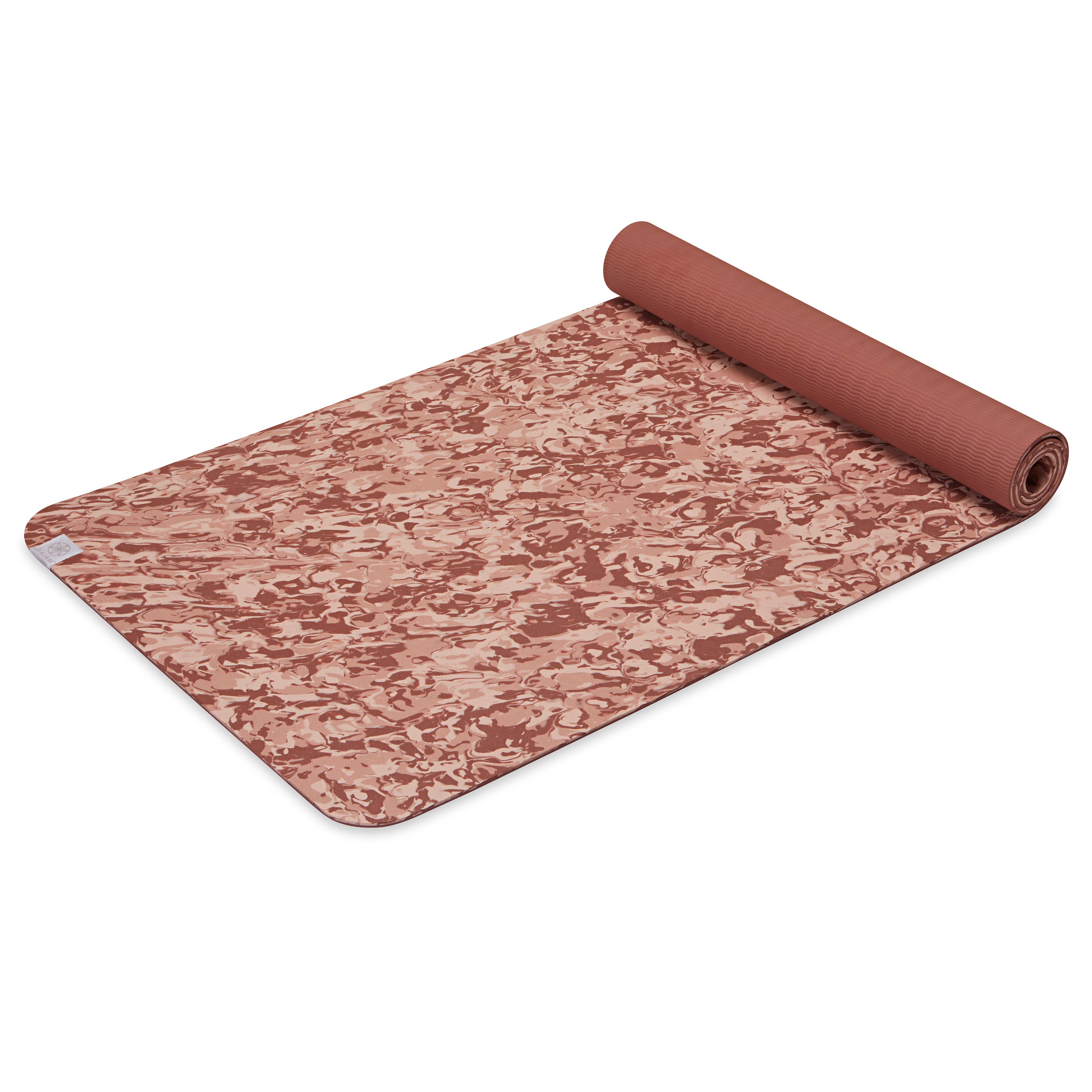 Gaiam English Rose TPE Yoga Mat top rolled angle